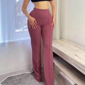 Slim Fit Slightly Flared Versatile High Waist Wide Leg Trousers