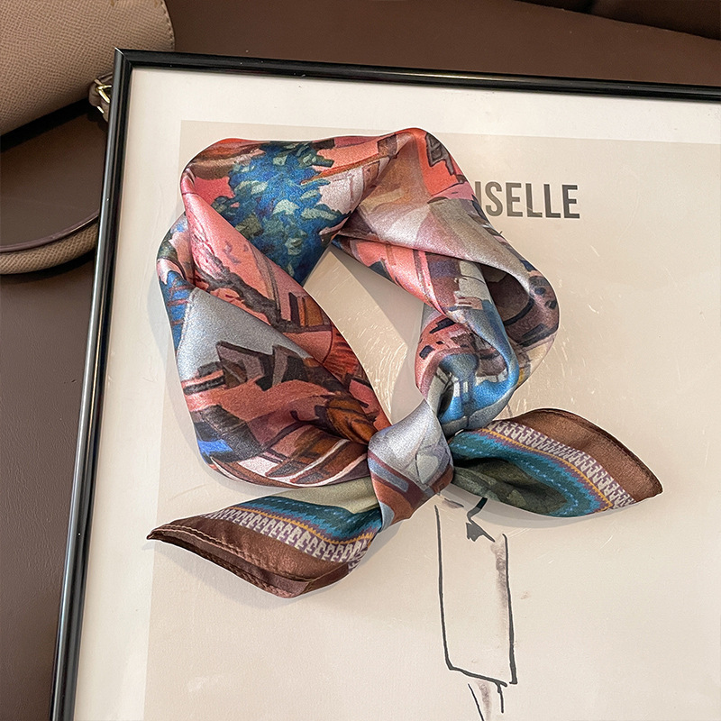 Beige Silk Square Scarf For Womenversatile And Easy To Style - Image 8