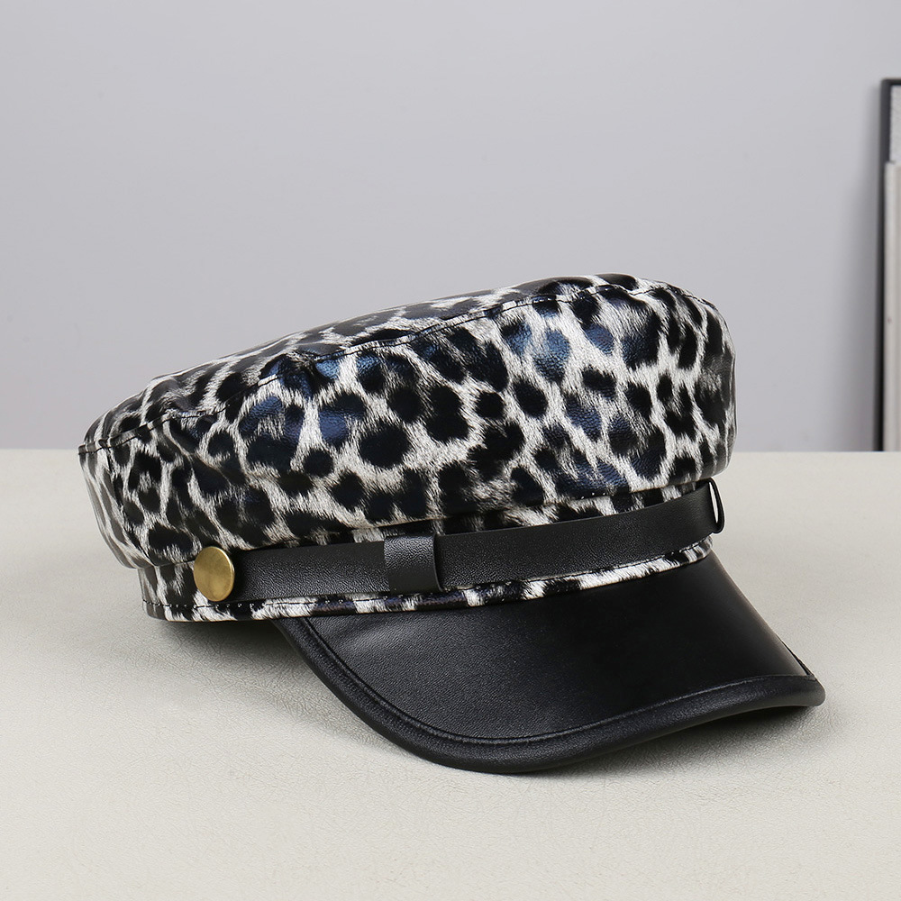 Rare Leopard-print Soft PU Leather Baseball Cap - Image 6