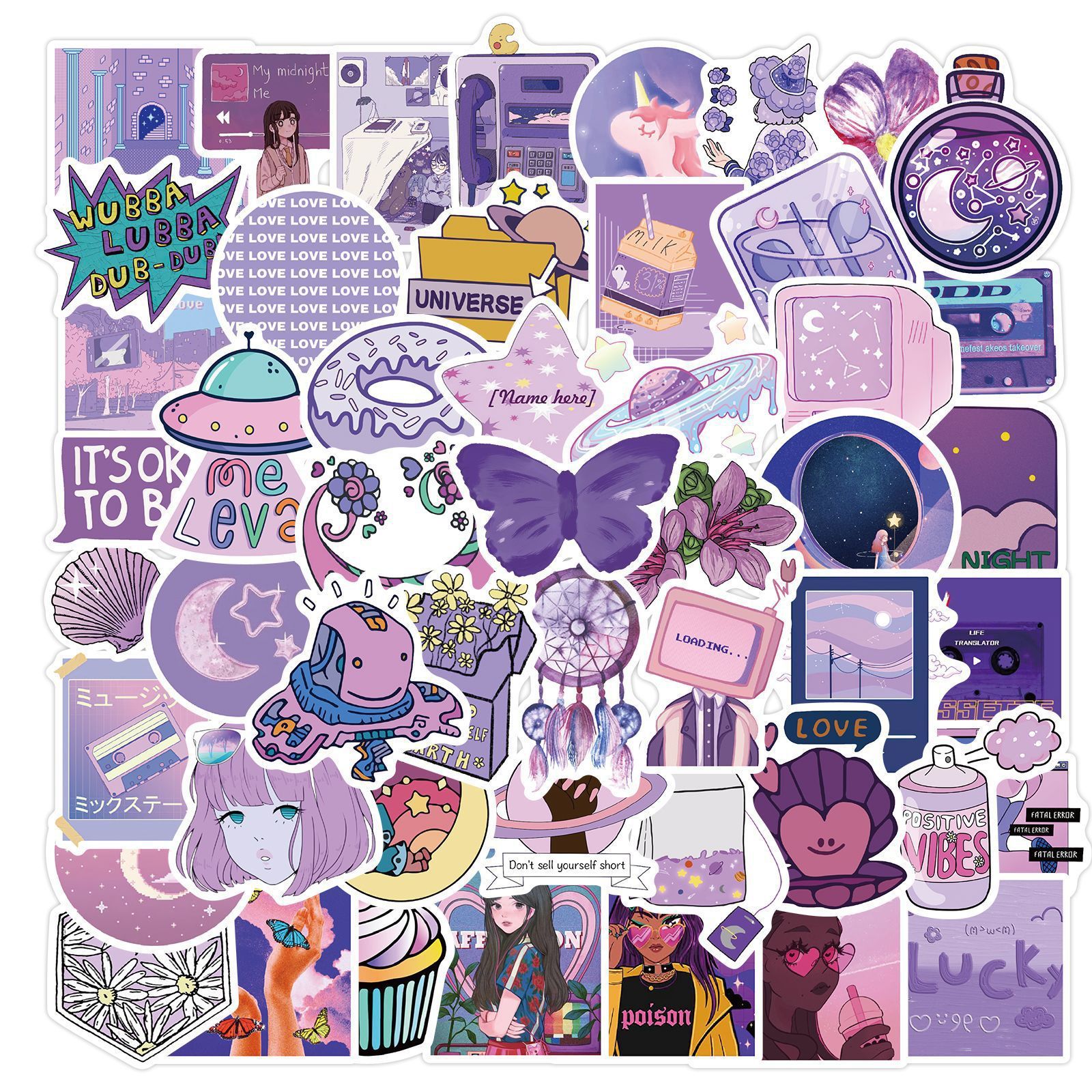 Cute Purple Girl Graffiti Stickers Luggage - Image 3