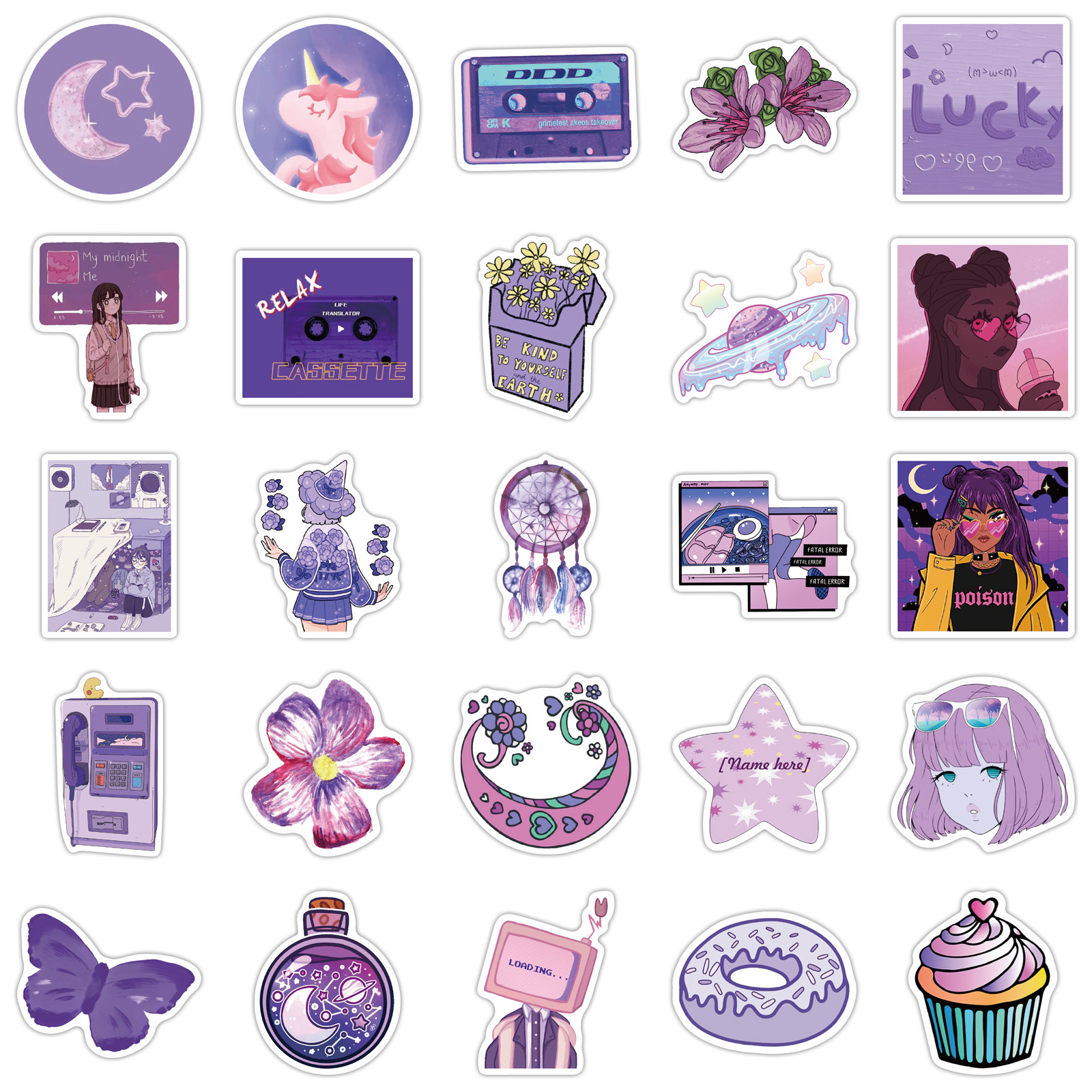 Cute Purple Girl Graffiti Stickers Luggage - Image 6