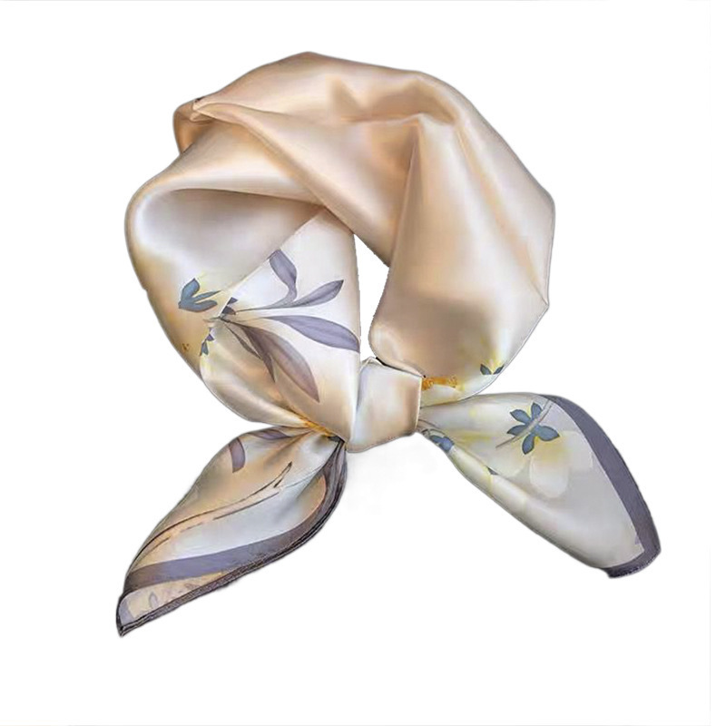 Beige Silk Square Scarf For Womenversatile And Easy To Style - Image 7