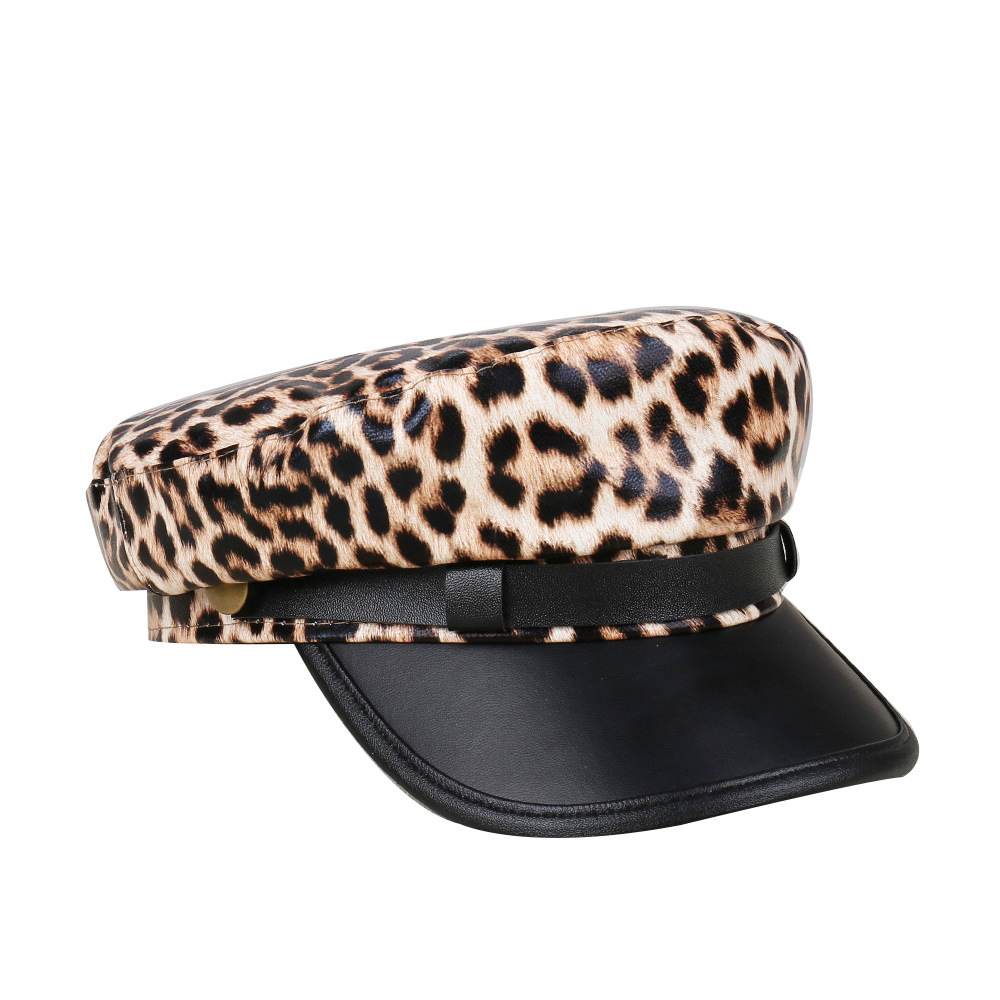 Rare Leopard-print Soft PU Leather Baseball Cap - Image 5