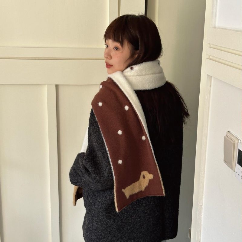 Puppy Gallery Double-Sided Polka-Dot AutumnWinter Scarf For Women - Image 3