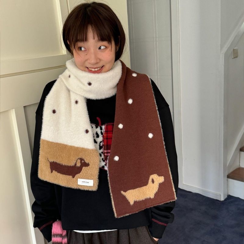 Puppy Gallery Double-Sided Polka-Dot AutumnWinter Scarf For Women - Image 5