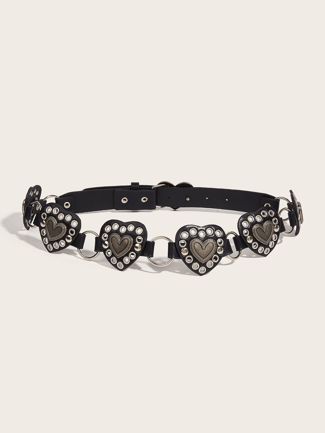 Street-style Hollowed-out Circular PU Leather Belt - Image 3