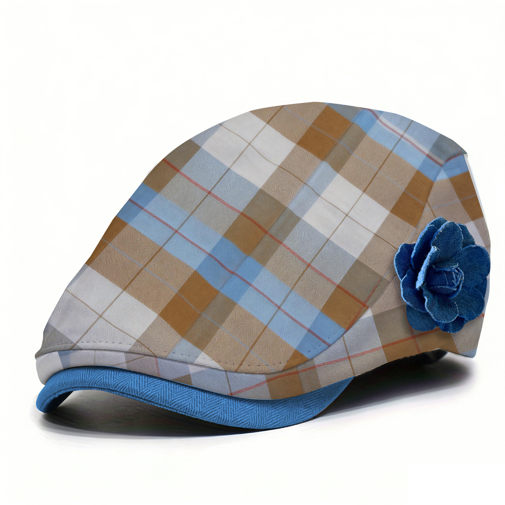 Colorful Checked Beret For Spring And Summer, With A Literary Style - Image 4