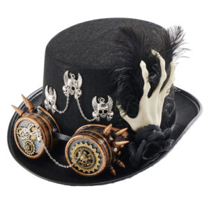 Steampunk Chain Skull Top Hat Prop