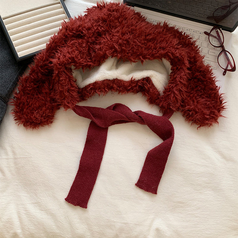 Korean-style Sweet And Cute White Plush Hat With Bunny Ears - Image 7