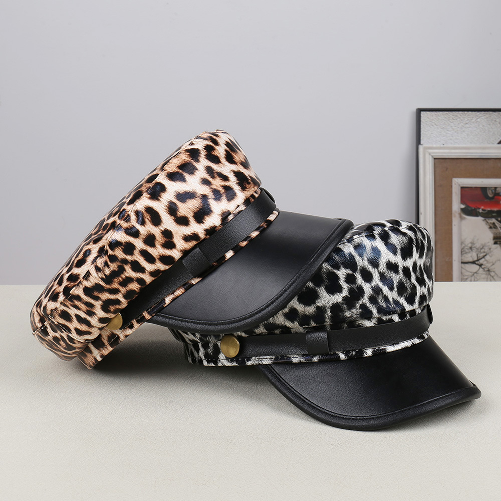Rare Leopard-print Soft PU Leather Baseball Cap
