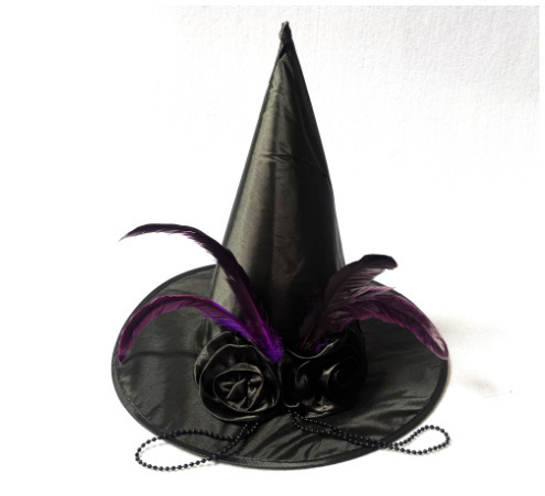 Tefal Rose Feather Halloween Ruffled Witch Hat - Image 3
