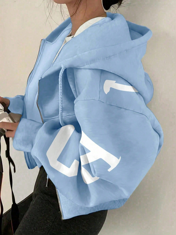 Long-sleeve Zip-up Casual Sweatshirt With A Printed Design - Image 5