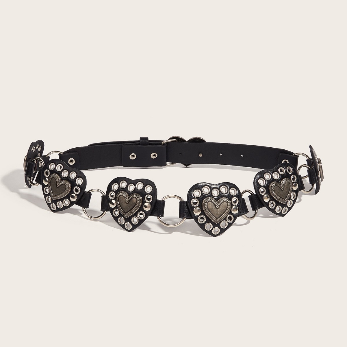 Street-style Hollowed-out Circular PU Leather Belt - Image 5