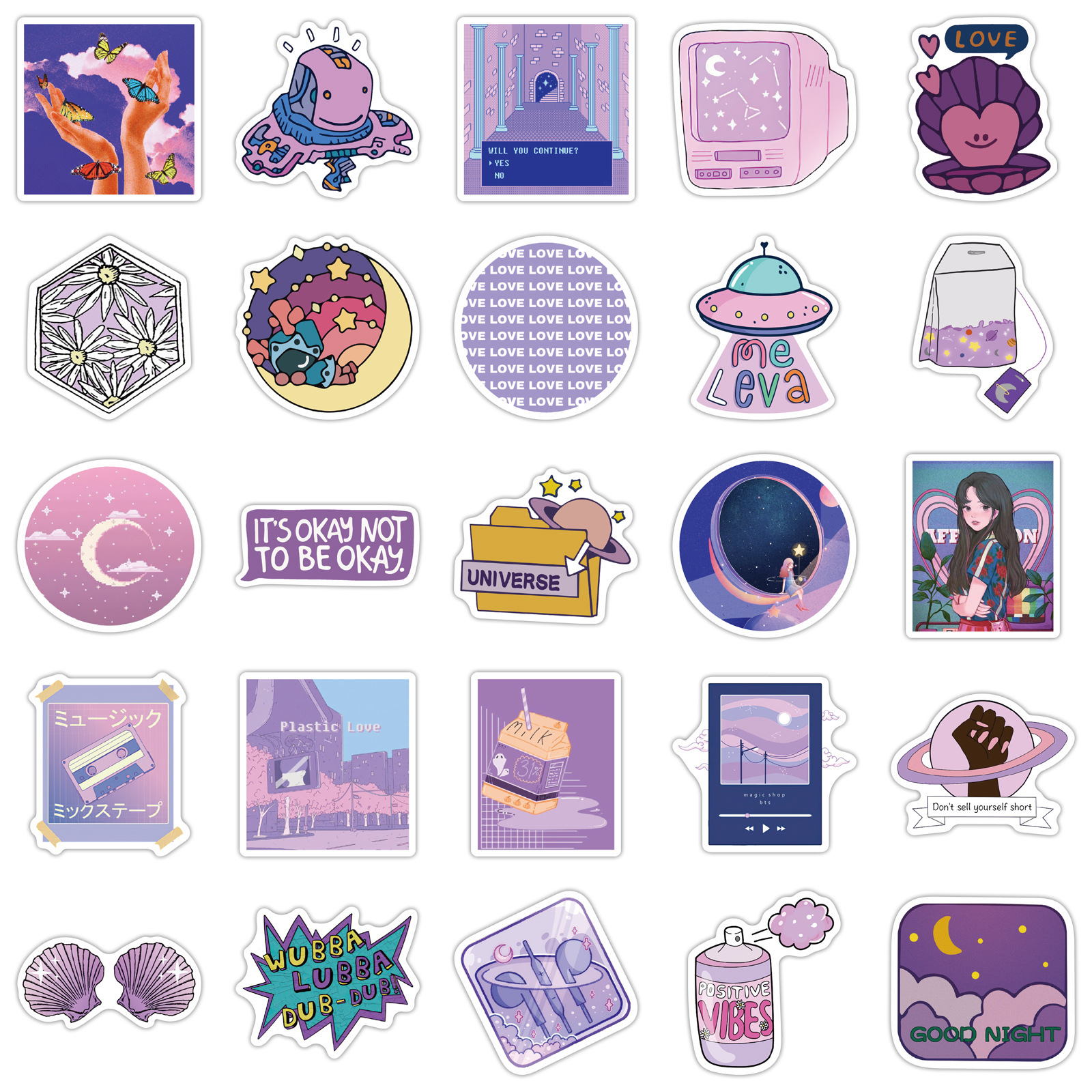 Cute Purple Girl Graffiti Stickers Luggage - Image 9