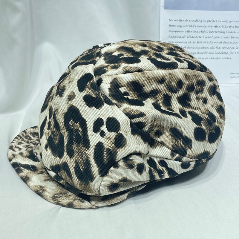 American-style Retro Chic Leopard-print Beret For Women - Image 2