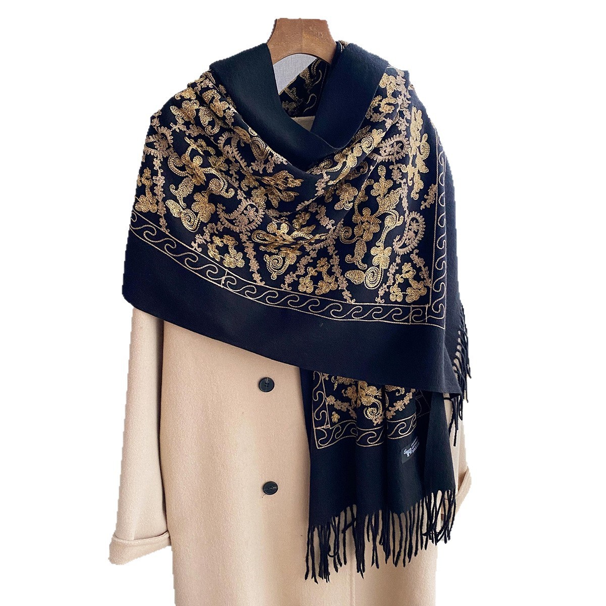 Cashew Flower Embroidered Scarf Shawl For Women - Image 10
