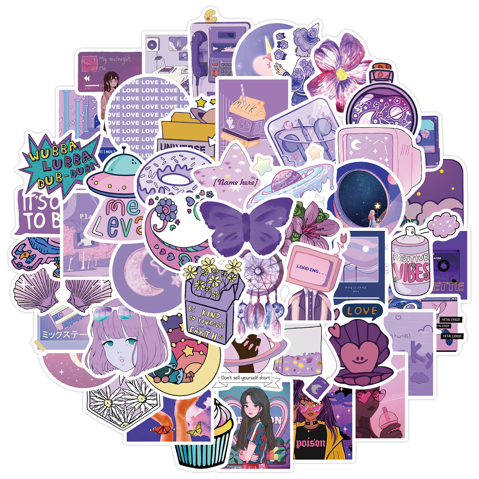 Cute Purple Girl Graffiti Stickers Luggage - Image 2