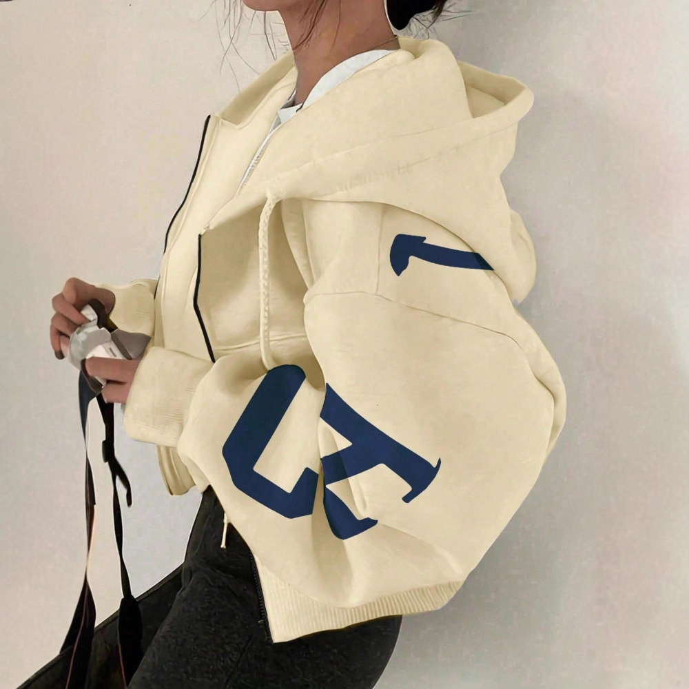 Long-sleeve Zip-up Casual Sweatshirt With A Printed Design - Image 6