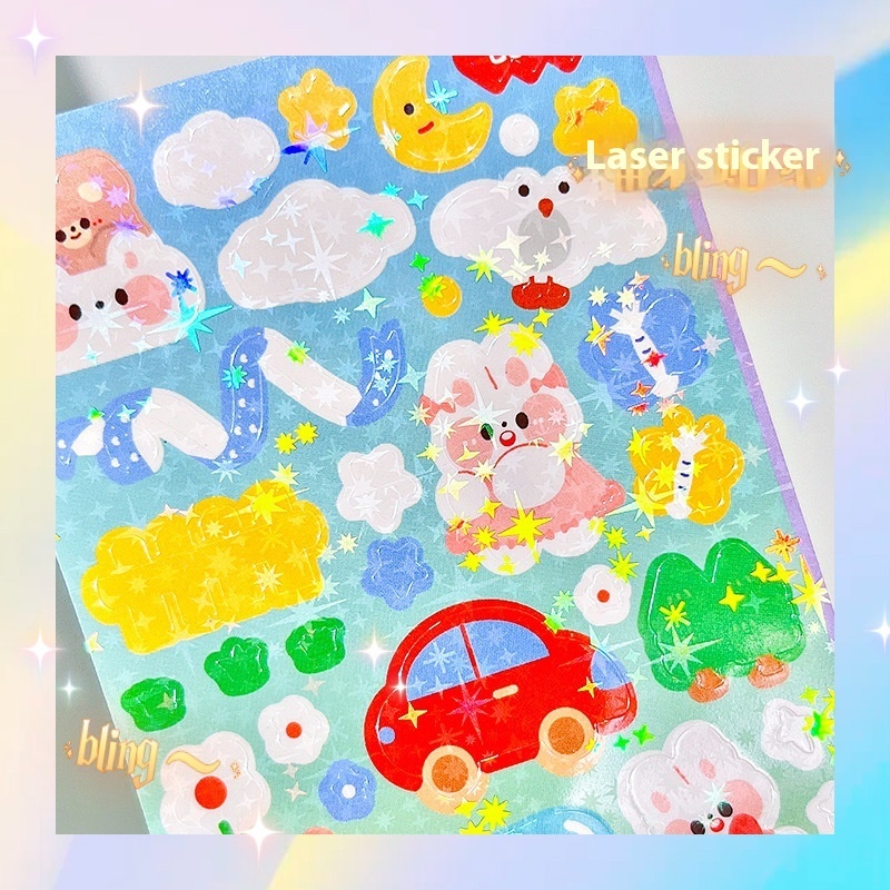 Stickers Cute Laser Journal Stickers PVC Waterproof Notebook Stickers DIY Stickers Suit - Image 5