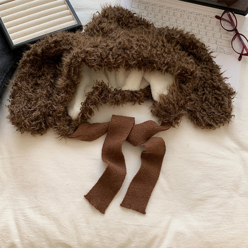 Korean-style Sweet And Cute White Plush Hat With Bunny Ears - Image 3