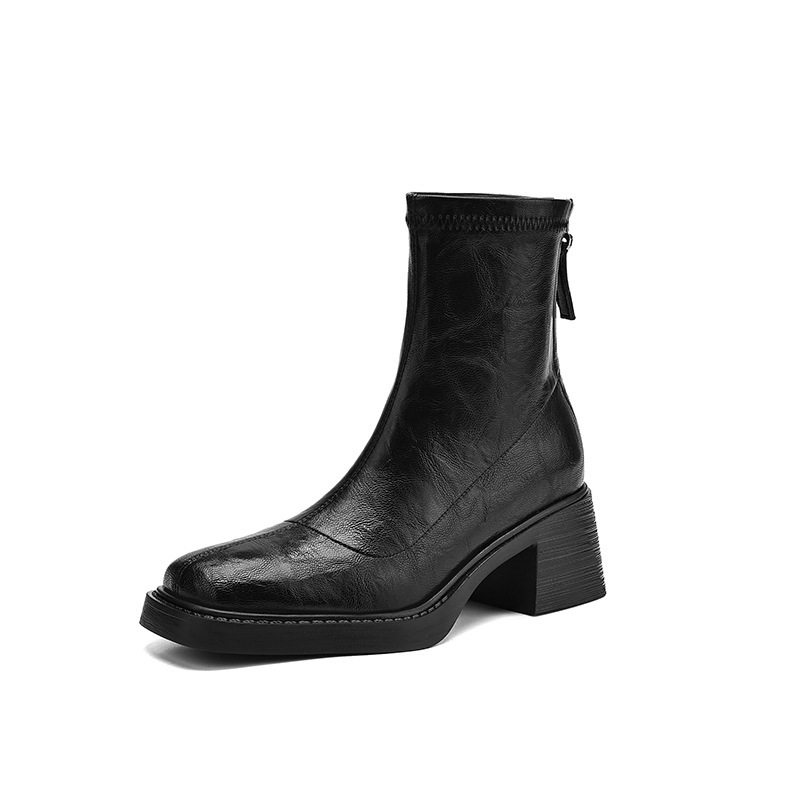 Slimming Versatile Chunky Mid-heel Square-toe Ankle Boots For Women - Image 3