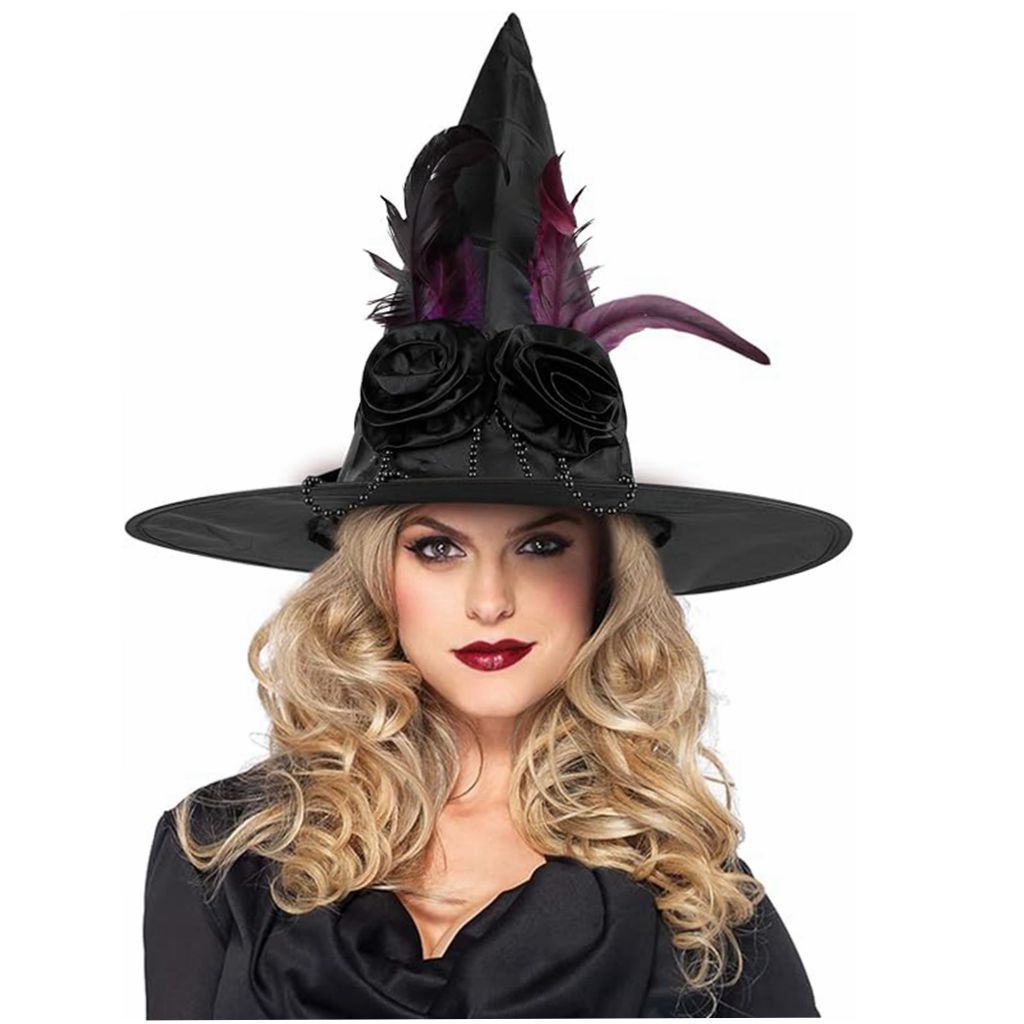 Tefal Rose Feather Halloween Ruffled Witch Hat - Image 4