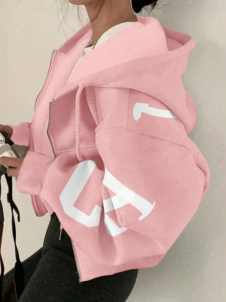 Long-sleeve Zip-up Casual Sweatshirt With A Printed Design - Image 10