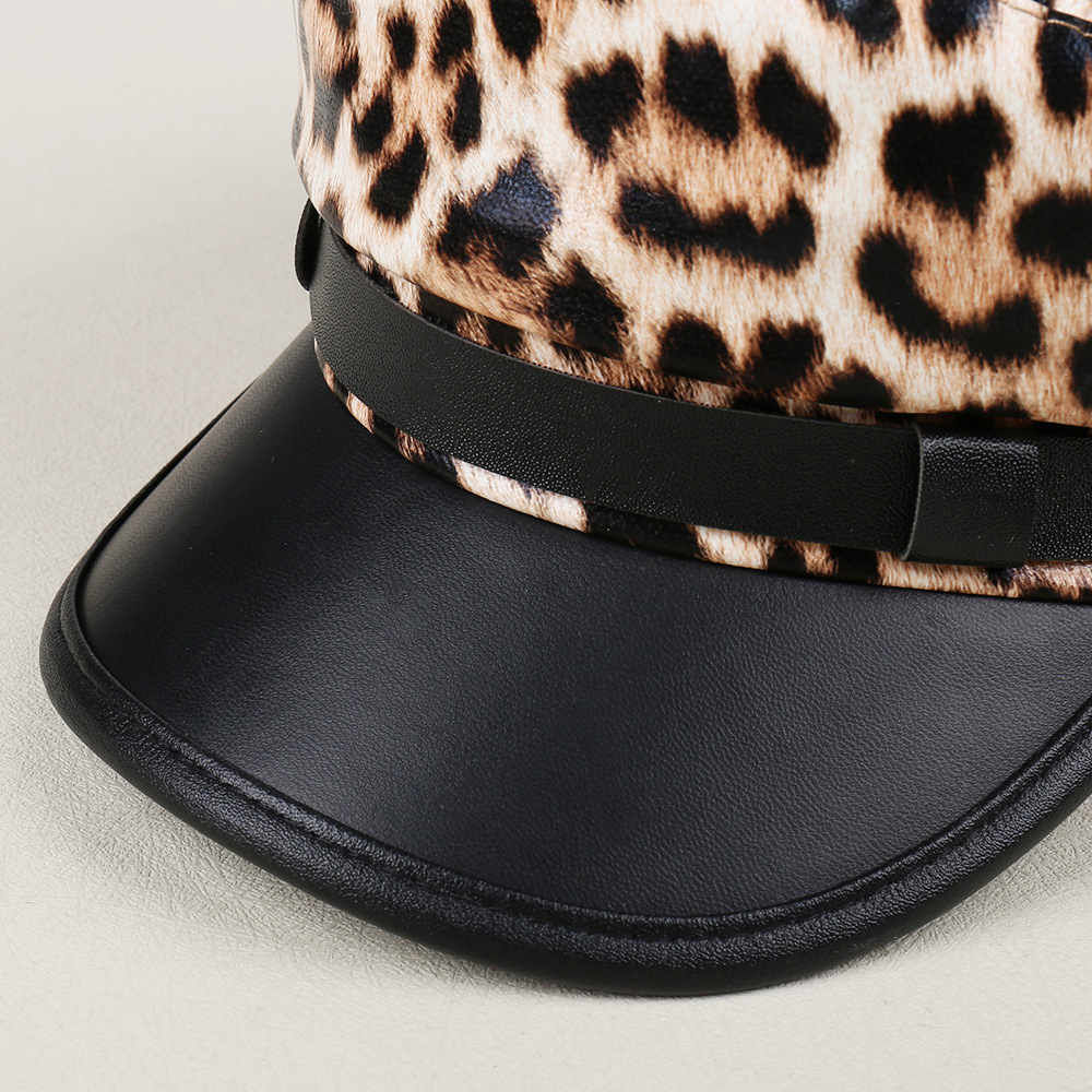 Rare Leopard-print Soft PU Leather Baseball Cap - Image 7