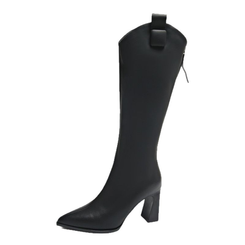 Womens Knee-high Heeled Boots With A Back Zipper And Plush Lining - Image 2