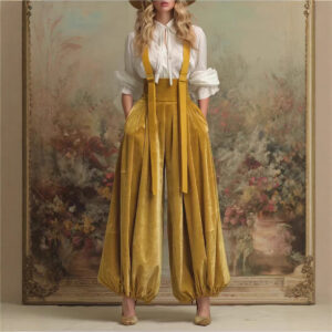 Stylish  Relaxed-fit Velvet Workwear Jumpsuit