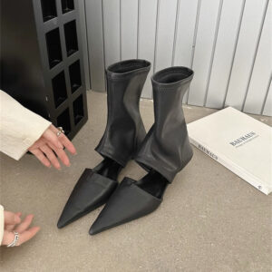 Womens French-style Pointed-toe Stiletto-heel Stretchy