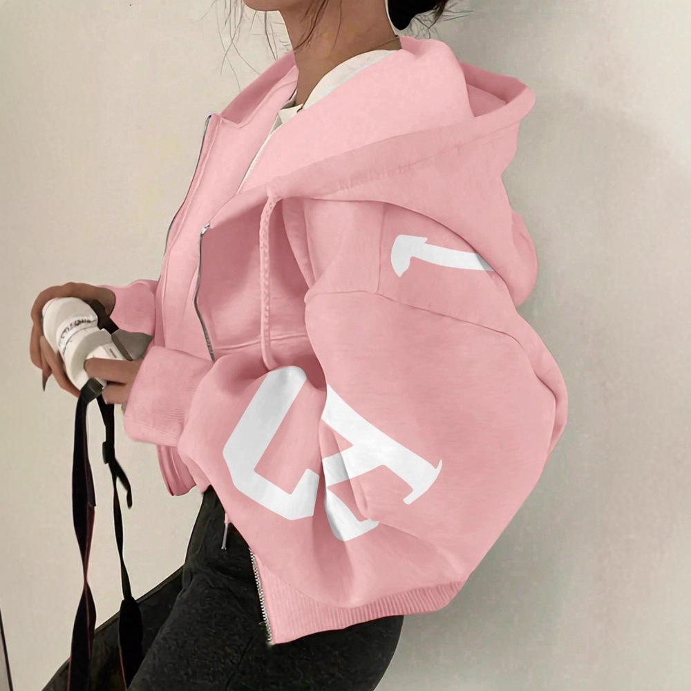 Long-sleeve Zip-up Casual Sweatshirt With A Printed Design - Image 4