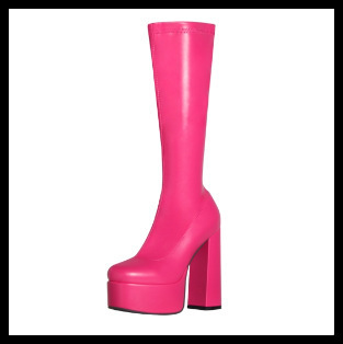 High-elasticity Mid-calf Womens Leather Boots With A Leopard Print - Image 5